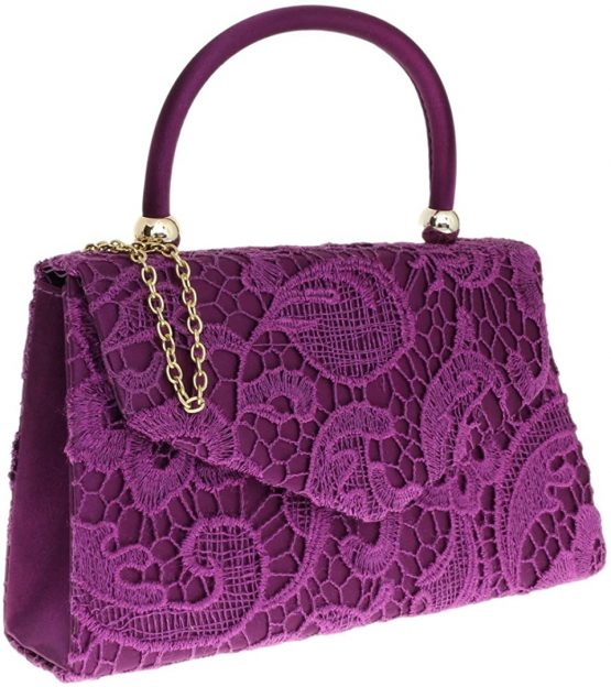 Girly Handbags Lace Satin Top Handle Clutch Bag Handbag Wedding Vintage Womens - Image 2