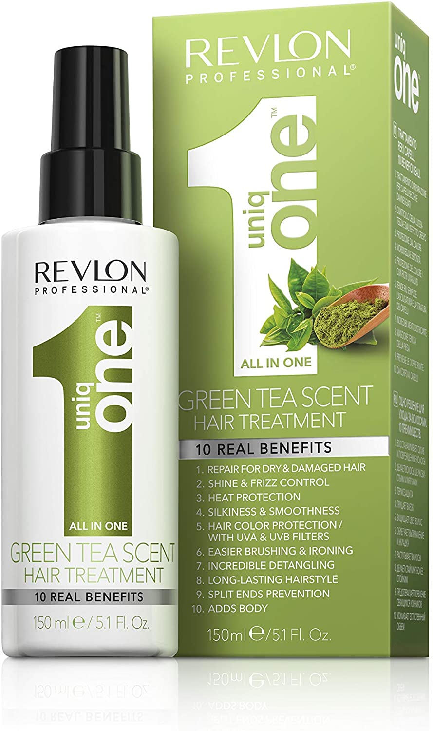 REVLON PROFESSIONAL UNIQONE HAIR TREATMENT, Leave-In Hair Treatment, Split Ends Hair Treatment, Green Tea Fragrance - 150 ml - Image 3