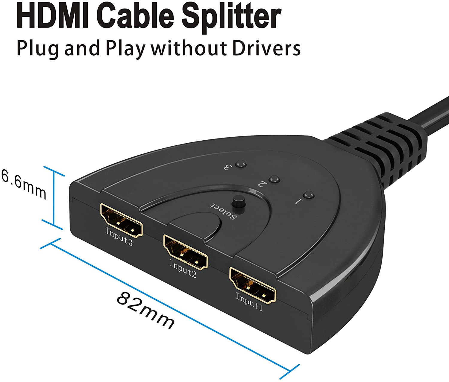 HDMI Switch, GANA Gold Plated 3-Port HD MI Switcher/HDMI Splitter/Supports Full HD1080p/3D with High Speed Cable - Image 4