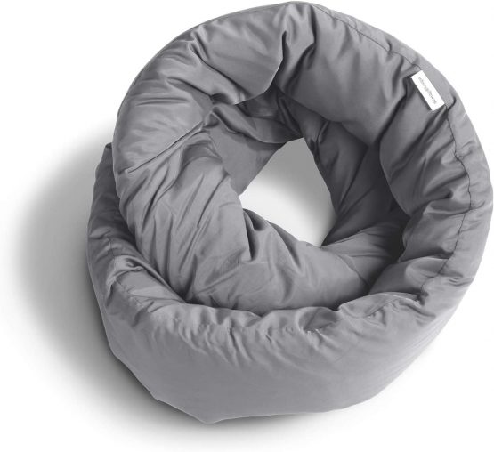 Huzi Infinity Pillow - Home Travel Soft Neck Scarf Support Sleep Nap (Grey)