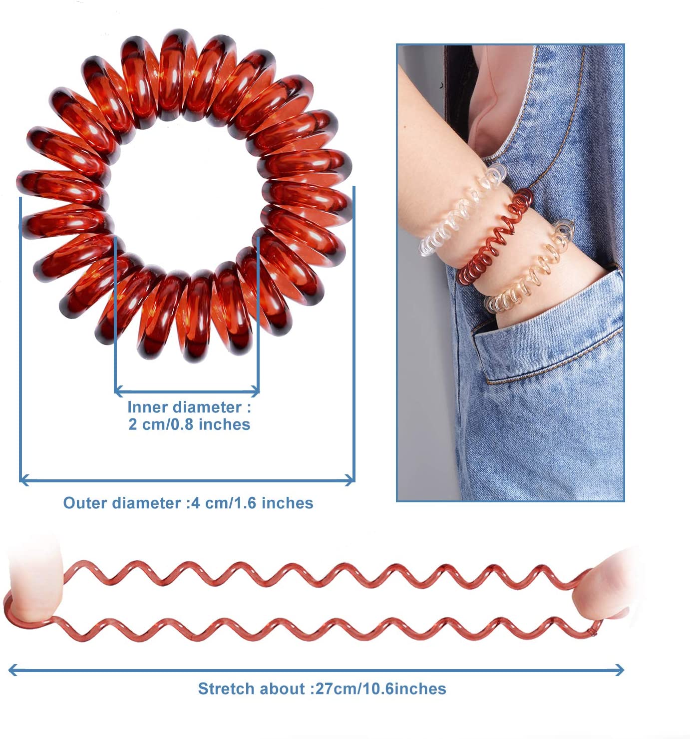 Spiral Hair Ties, 12Pcs Plastic Hair Coil Bands, Spiral Ponytail Holder Phone Cord Bobbles Bands Set for Women Girls Hair Accessories - Image 2