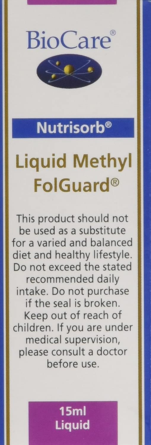 BioCare Nutrisorb Methyl FolGuard - High Potency Liquid Folate & Vitamin B12 - for Energy Pregnancy and Immune Support - 15ml - Image 4
