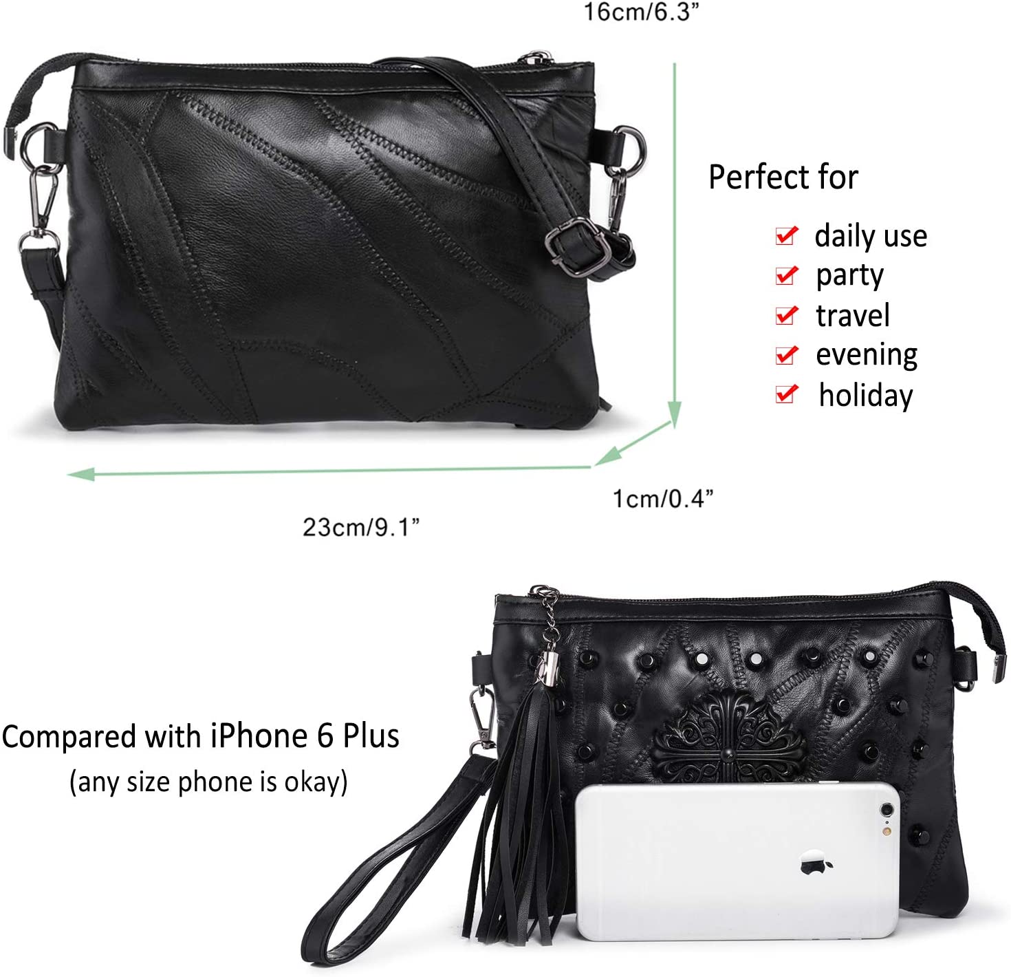 LaRechor Mini Small Handbags Shoulder Bag for Women, Tassel Studded Cross Body Bag - Image 3