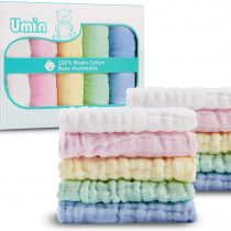 Umiin Baby Washcloths Set of 10, Soft Natural Cotton Muslin Squares Baby Muslin Cloths Baby Wash Cloth, Baby Shower Gift, 30 x 30 cm