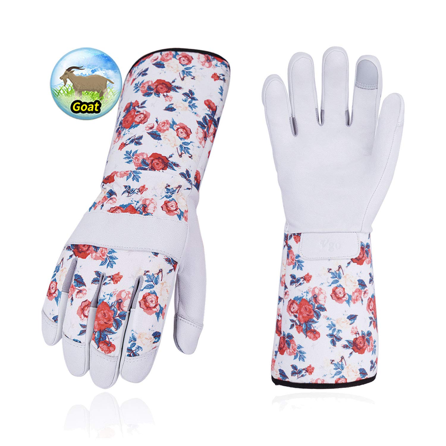 Vgo 1 Pair Premium Goat Leather Gardening Gloves and Pruning Gloves ...