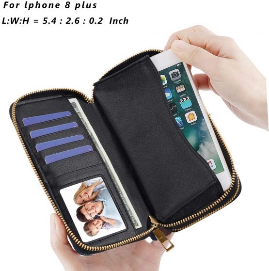 HAWEE Long Clutch Wallet for Women Dual Zipper Cellphone Holder Ladies Wristlet Purse with Multiple Card Slots for Coin Cash Bill - Image 3