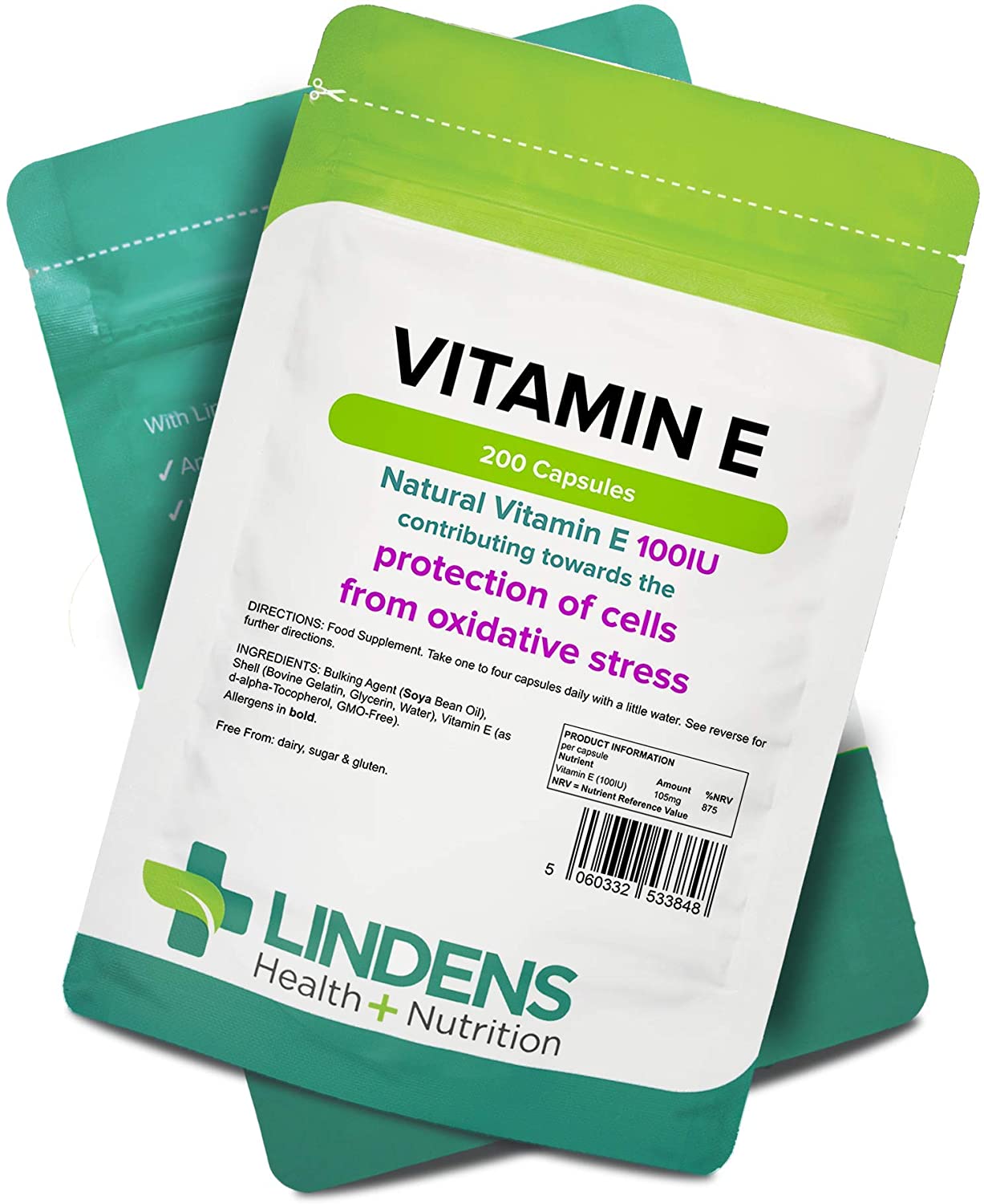 Lindens Vitamin E Oil 100IU - 200 Capsules - UK Made - Skin - Powerful Antioxidant, 200 count (Pack of 1) - Image 4