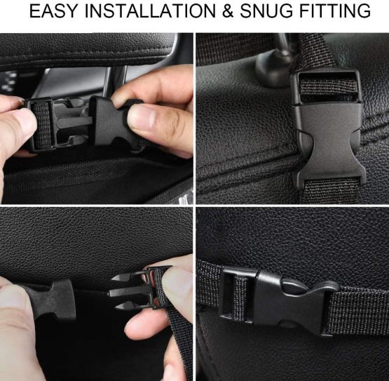 URAQT Car Organiser, 2 pack Car Back Seat Organizer Storage Bag, Waterproof Seat Back Protector Kick Mats for Kids Baby, Tablet Holder Car Storage Organizer with Multi Pockets - Image 3
