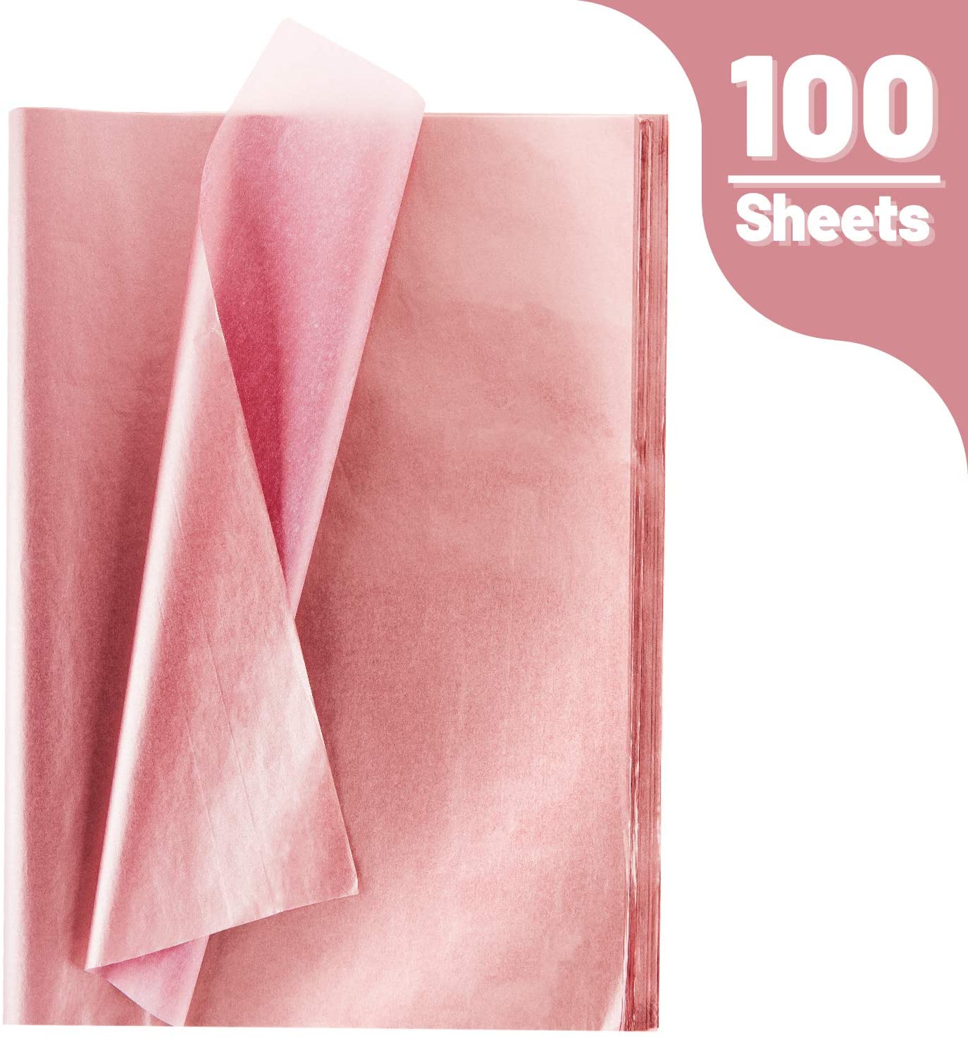 Whaline Rose Gold Tissue Paper Bulk, 100 Sheets Metallic Gift Wrapping Paper for Weddings Birthday Party, Showers