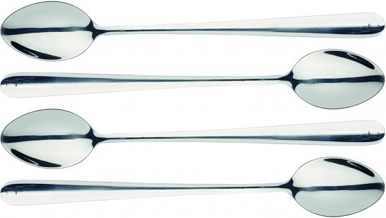 MasterClass MCLATTESPN Latte Spoons for Lattes, Ice Creams, Milkshakes, Stainless Steel, 12 cm, Set of 4, Silver