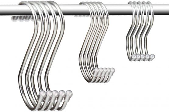 KEESIN 15 PCS S Shaped Metal Hanging Hook Stainless Steel Multifunction Hanger Hooks for hanging Kitchen Spoon Pan Bathroom Bedroom Office for Clothes & Towel Multipurpose Metal Hooks(Mixed-15 Packs)