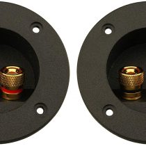 Jopto 2PCS 2-Way Speaker Box Terminal DIY Home Car Stereo Binding Post Round Spring Cup Connectors Subwoofer Plugs Professional Speaker Junction Box Back Panel Universal Terminal Block (Black)