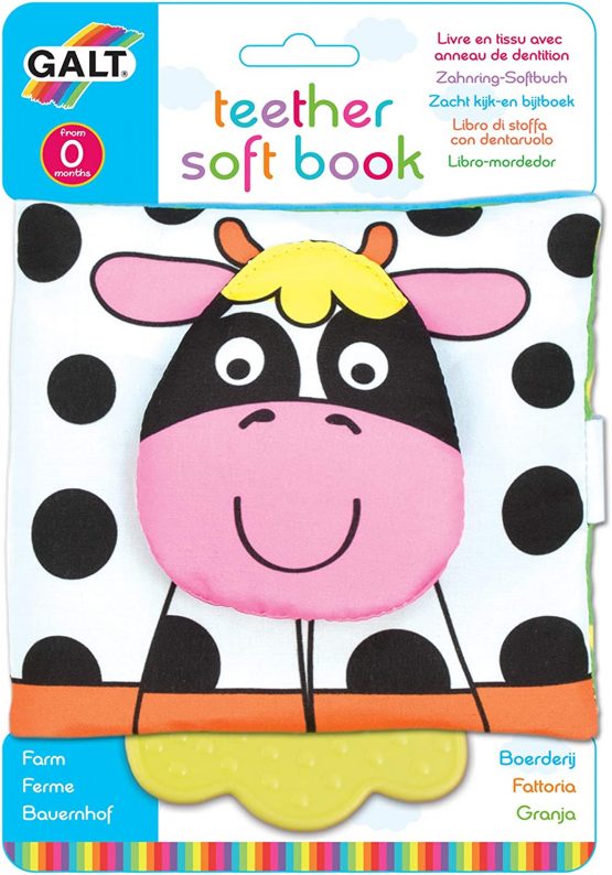 Galt Toys, Teether Soft Book - Farm, Baby Teether & Soft Book Toy, Ages 0 Months Plus