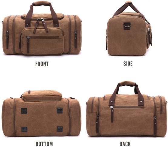 LOSMILE Large Travel Duffles,Holdall Travel Bags Weekend Bag Overnight Bag Carry On Luggage. (Brown) - Image 3