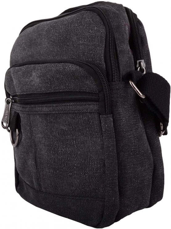 Mens/Ladies Canvas Work/Travel/Holiday/Summer Shoulder/Messenger Bag - Black - Image 3