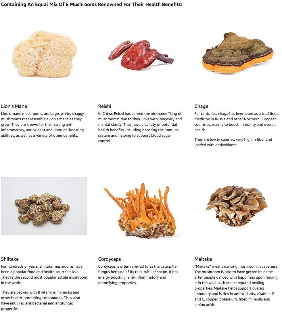 6 Mushroom Supplement Including Lions Mane Supplement High Strength Capsules. Mushroom Complex with Lion's Mane, Reishi - Image 4