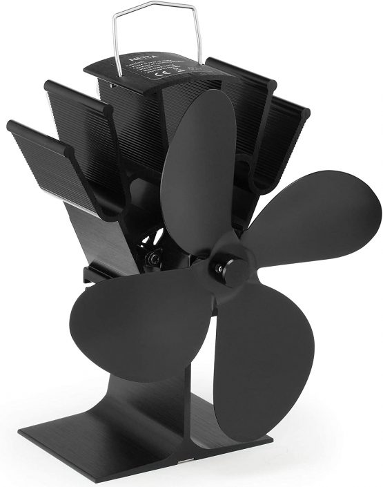 NETTA 4 Blade Woodburner Stove Fan - Silent Operation - Eco Friendly Circulation - Efficient Heat Distribution - Ideal Log Burner Fan and Woodburner Fireplace Fan - Black