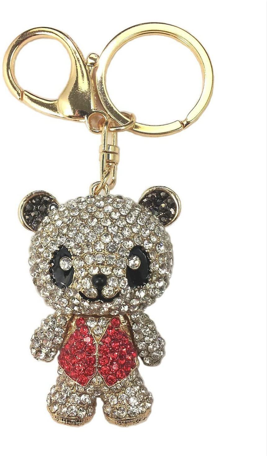 Keychain Keyring Chinese Panda Metal Bling Crystals Rhinestone Keyfob Charm for Handbags (Red), 6cm/2.36inch - Image 2