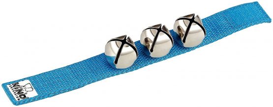 Nino Percussion NINO961B 9-Inch Wrist Strap with 3 Bells, Blue