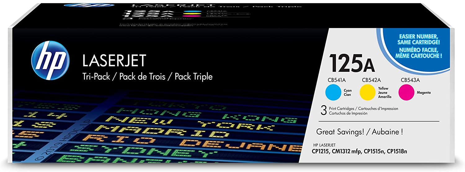 HP 125A Original Laserjet Toner Cartridges - Cyan/Yellow/Magenta (Pack of 3)