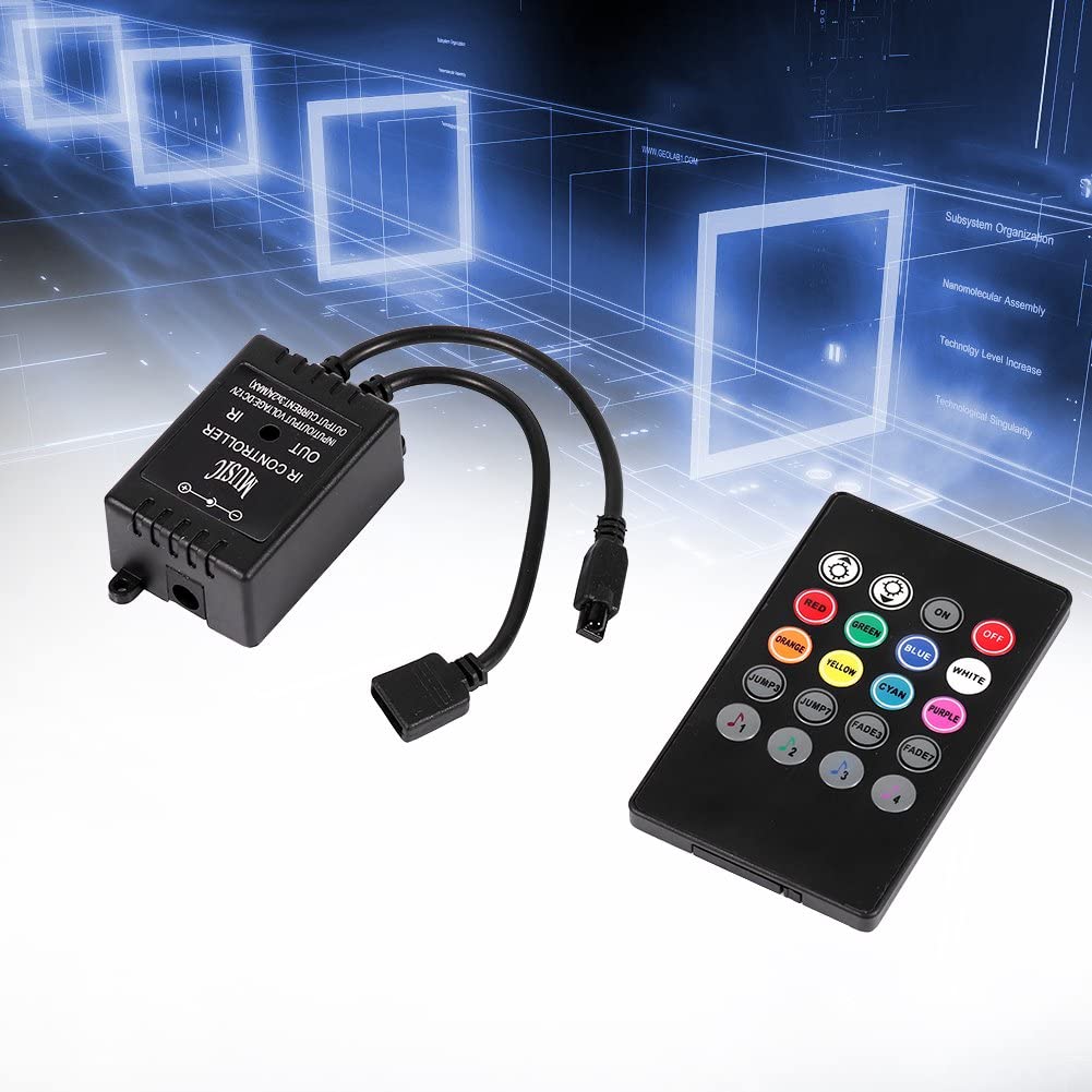 Garosa Portable LED Music Controller with 20-Key IR Remote & Sound-Activated Sensor for RGB Flexible Strip Lights - Image 4