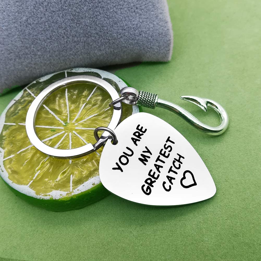 Dabihu Couple Valentine Key Ring Fisherman Keychain Lover Best Friend His and Hers Couples Key Chain Ring Fishing Lovers Gift Love Keyrings You are My Greatest Catch Keychain Christmas Birthday Gift - Image 3