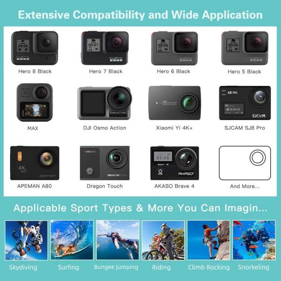 Artman Action Camera Accessories Kit 58-In-1 for Gopro MAX GoPro Hero 10 9 8 7 6 5 Session 4 3+ 3 2 1 Black Silver Insta360 go 2 SJ4000/ SJ5000/ SJ6000 DJI OSMO Action DBPOWER AKASO Xiaomi Yi APEMAN - Image 3
