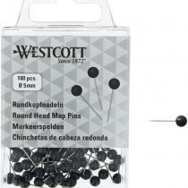 Westcott E-10502 00 Round Head Needles Pack of 100 5 mm Diameter 16 mm Long Black