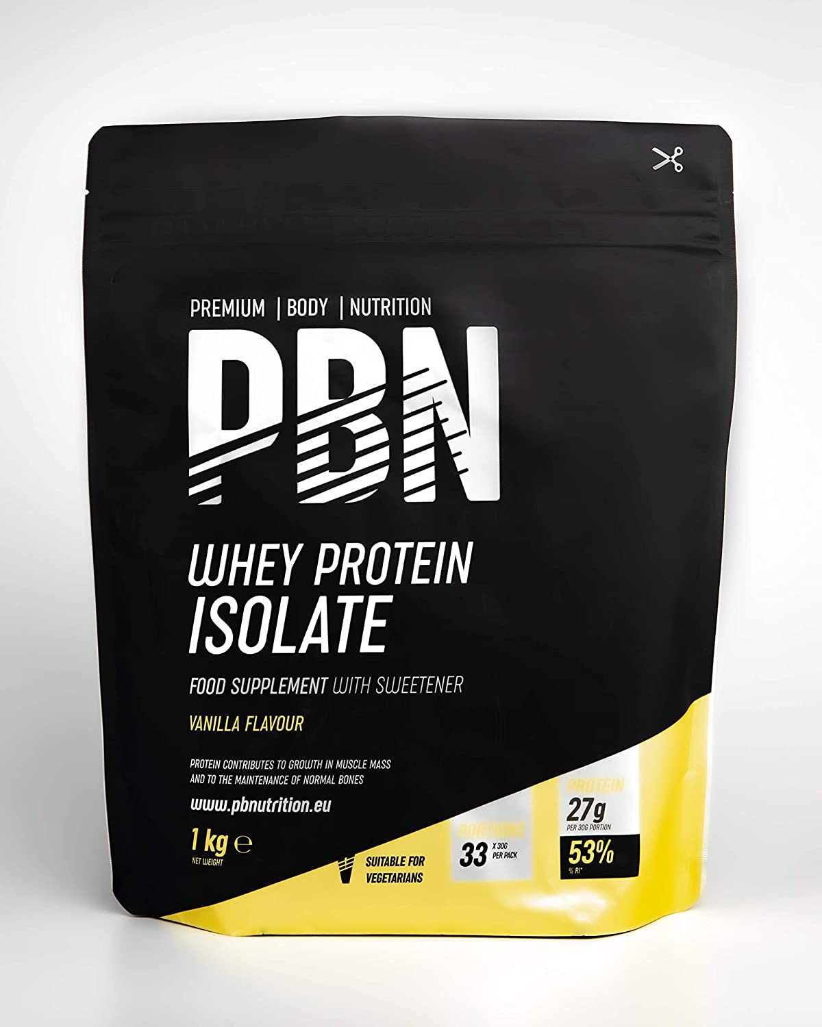 PBN - Premium Body Nutrition - Whey-Isolate Protein Powder, 1kg, Vanilla - 33 Servings, 1 kg (Pack of 1)