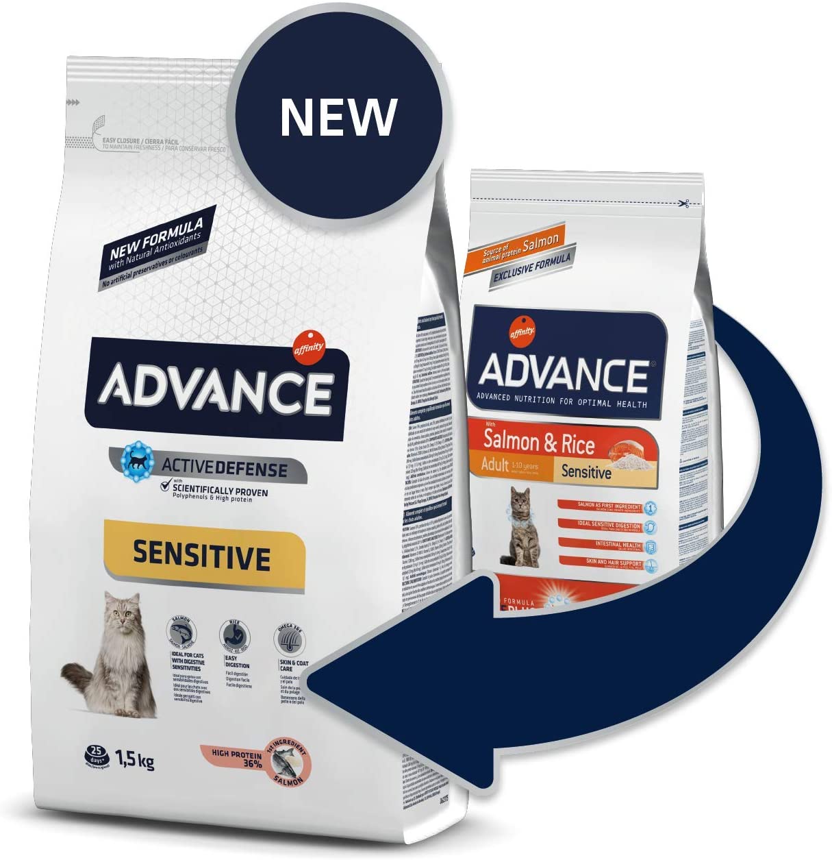 ADVANCE Adult salmon and rice dry food cat, pack of 1 (1 x 3 kg), 3 kg (Pack of 1) - Image 2