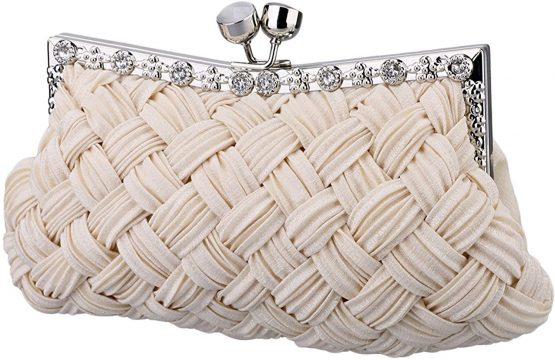 Tskybag Ladies Girls Womens Evening Clutch Bags Wedding Bridal Braided Rhinestone Purse Handbag