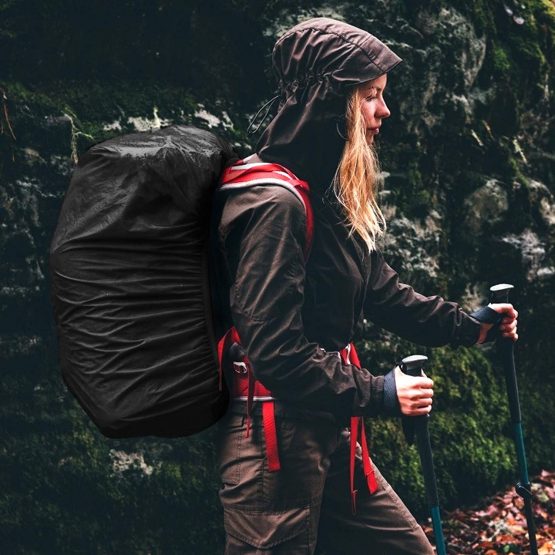 Backpack Rain Cover KATOOM 2 Pack Waterproof Rucksack Reflective Strap Dustproof Safety Bag for Outdoor Activities Camping Hiking Cycling Traveling Green Orange - Image 4