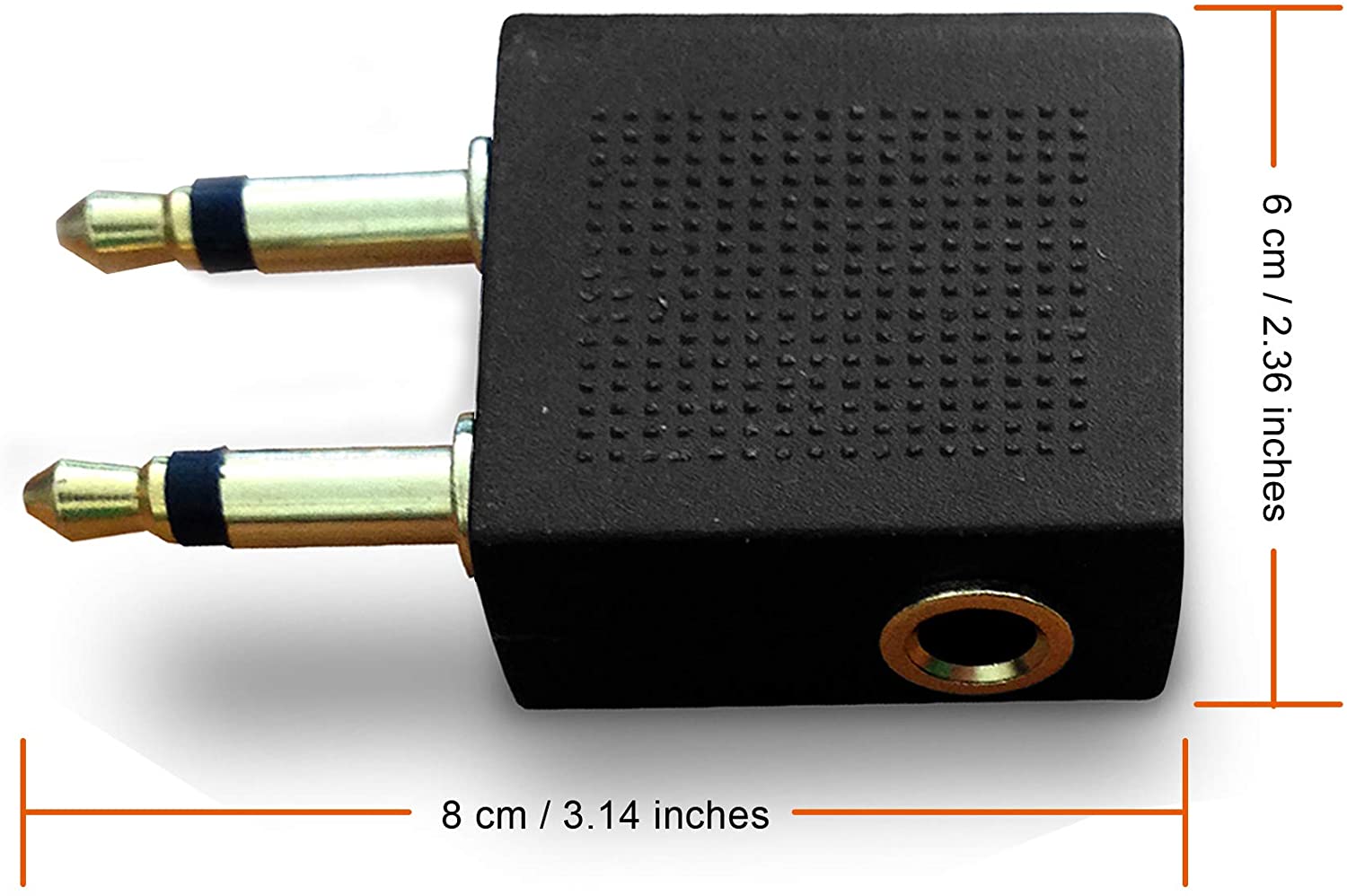 Mobi Lock 2pcs Gold Plated Airplane Flight Headphone Adapters - Image 3