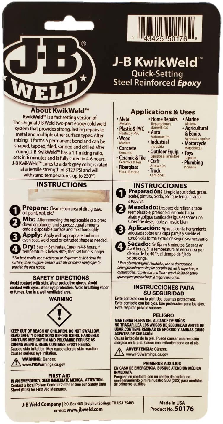 JB WELD KWIKWELD - 6 MINUTE STEEL EPOXY, dark grey, 1-Pack - Image 2
