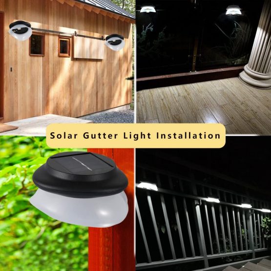 Solar Gutter Lights Outdoor,SMY Lighting Upgrade LED Solar Gutter Lights with Adjustable Bracket, IP55 Waterproof Solar Fence Lights for Patio Fence, Garden, Wall, Yard(4pcs, Pure White) - Image 3