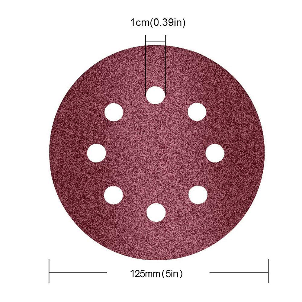LESNIC 100PCS Sanding Sheets,125mm Sanding Discs Pads Hook and Loop 10Pcs Each 40 60 80 100 120 180 240 320 400 800 Grits Sandpaper Sheet for Orbit Orbital Sander and All Oscillating Tools - Image 2