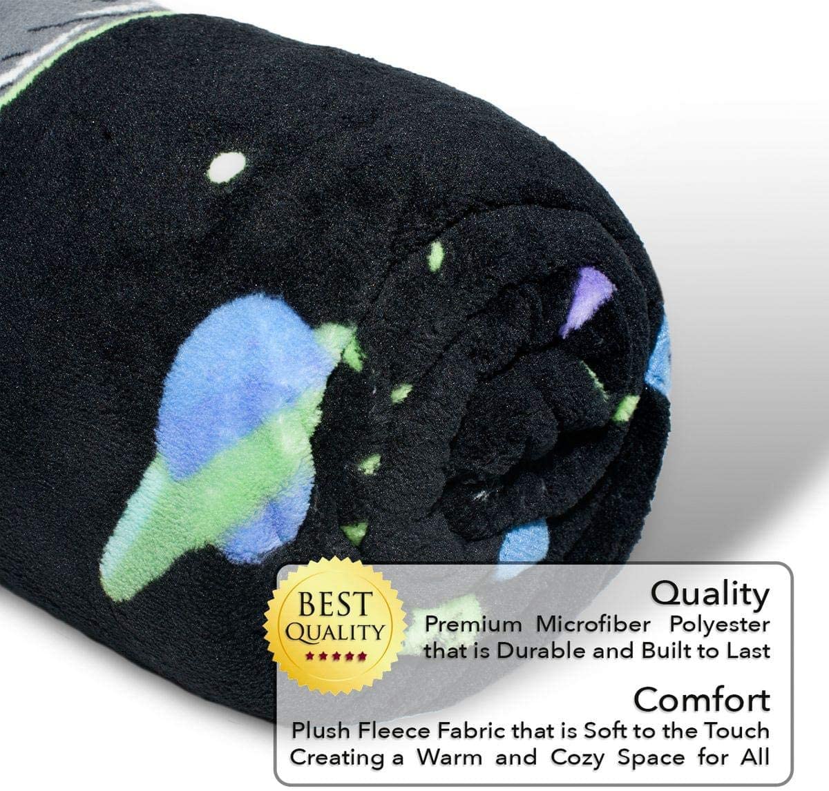 RICK AND MORTY Fresh Start Fleece Throw Blanket 45 x 60 Inches, Black - Image 2