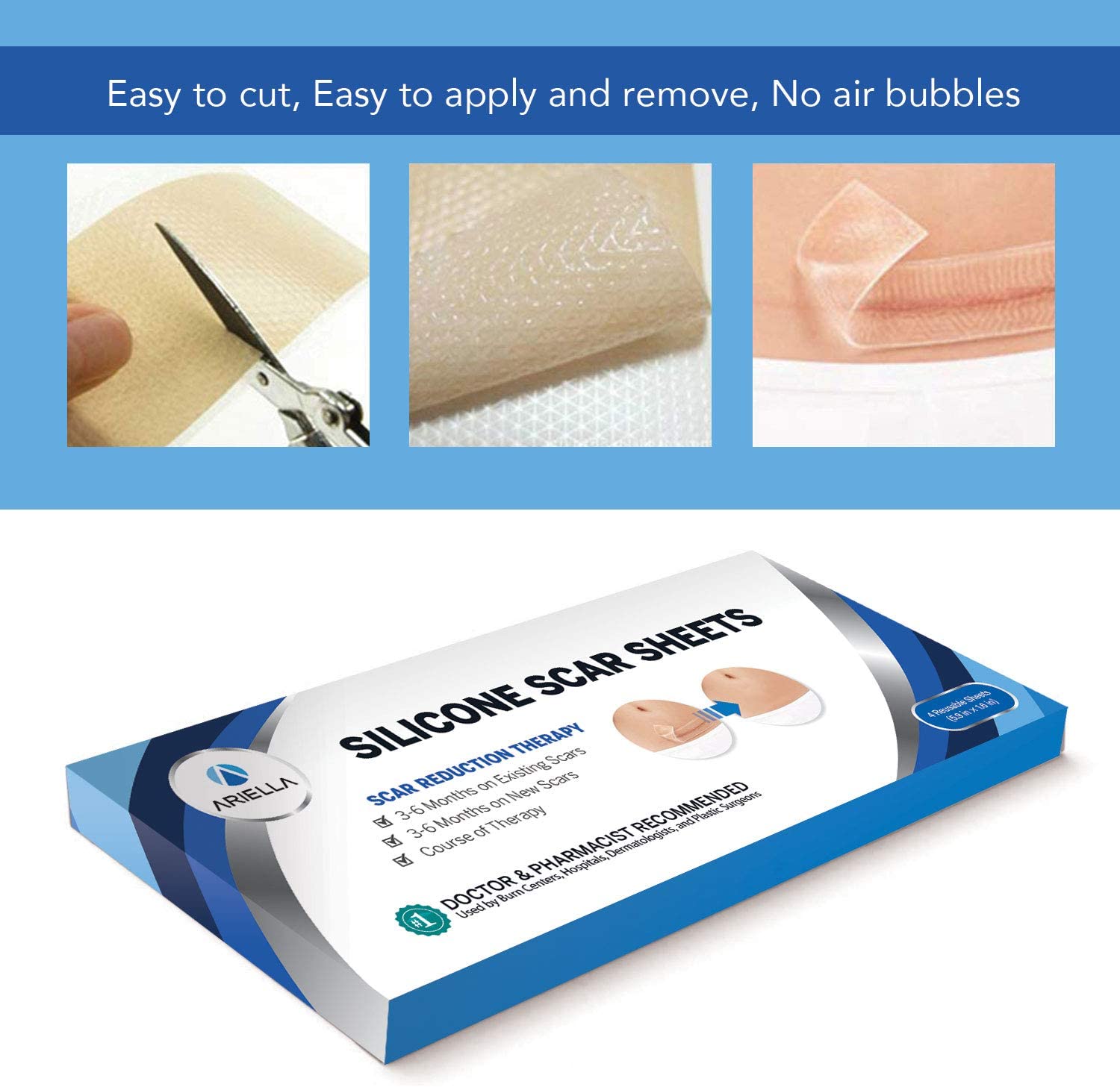 Medical Silicone Scar Removal Extra Large Sheets [5.9”x1.57”] Fast & Effective on Keloid