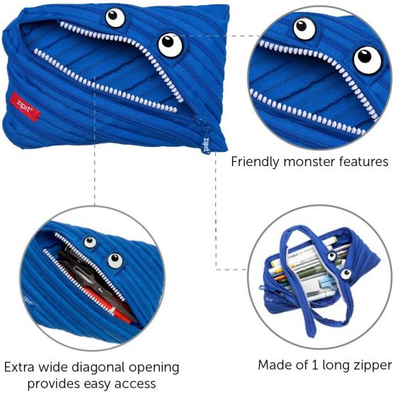 ZIPIT Monster Jumbo Pencil Case, Royal Blue - Image 4