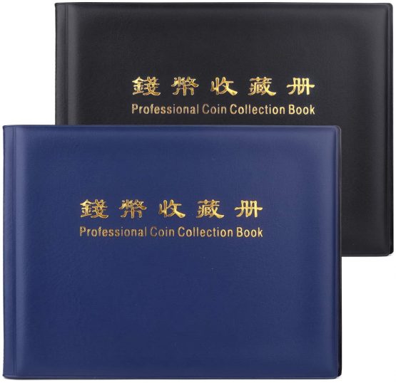 TUPARKA 2 Pack Coin Collection Album 480 Coin Holders Can Hold 50P and 2 Pound Coins (Black and Blue)