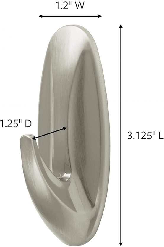 Command Designer Hooks, Medium, Brushed Nickel, 3-Hooks (17081BN-3ES), Great for dorm decor - Image 2