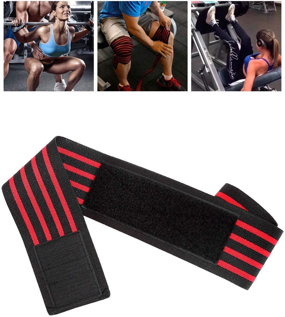 IPENNY No-slip Compression Knee Strap Elastic Weightlifting Knee Support Brace Gym Squat Training Knee Wrap Patella Calf Guard for Exercise Work Lifting Strengthen Training Workout Gym Home,1 Pair - Image 4