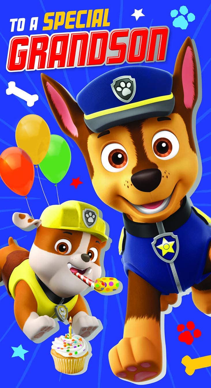 Paw Patrol Grandson Birthday Card, Multi, A5
