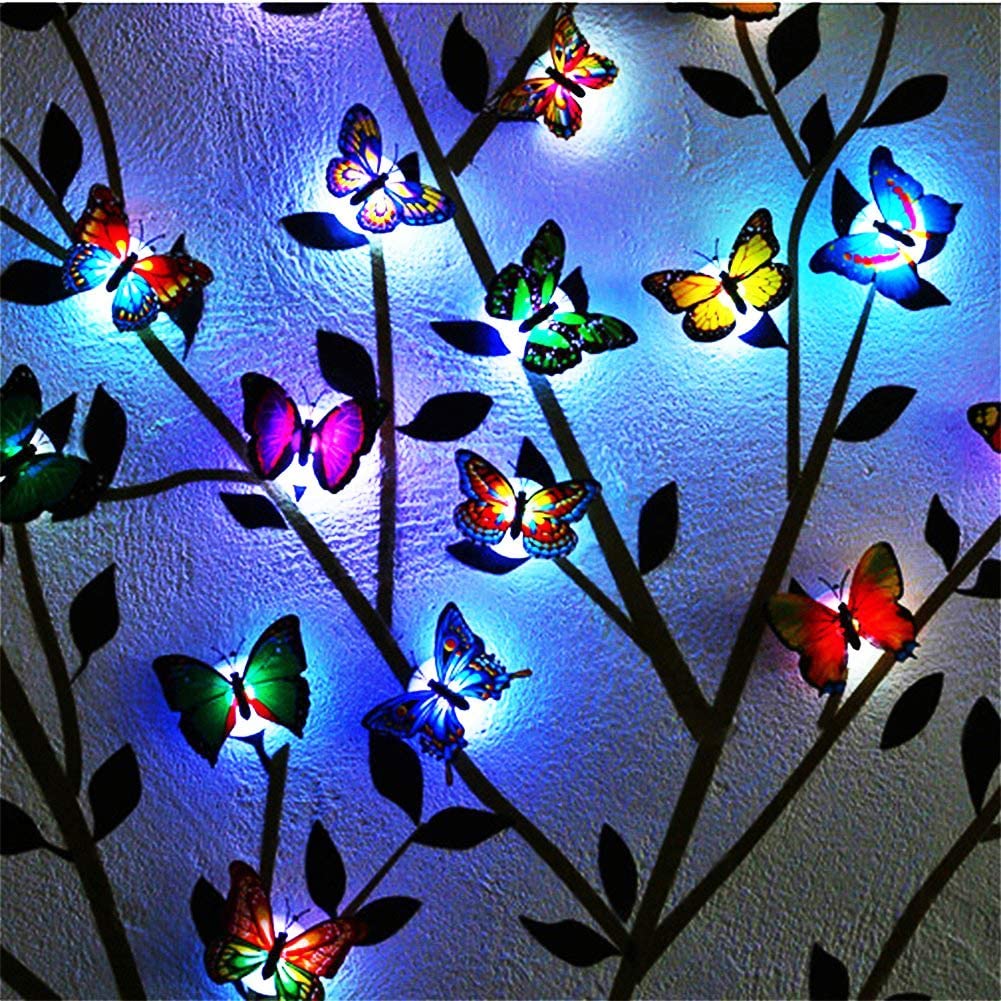 WecanLight (Pack of 24) 3D Luminous Butterfly Wall Stickers Decor Art Decorations