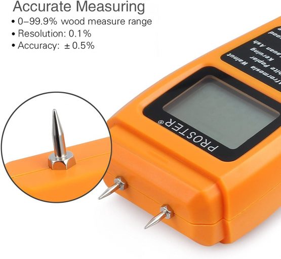 Moisture Meter Damp Meter RZMT-10 MD Digital Wood Moisture Meter Handheld Moisture Tester Detector Humidity Measuring with HD LCD for Wood Firewood Cardboard Paper (Range 0-99.9%) - Image 4