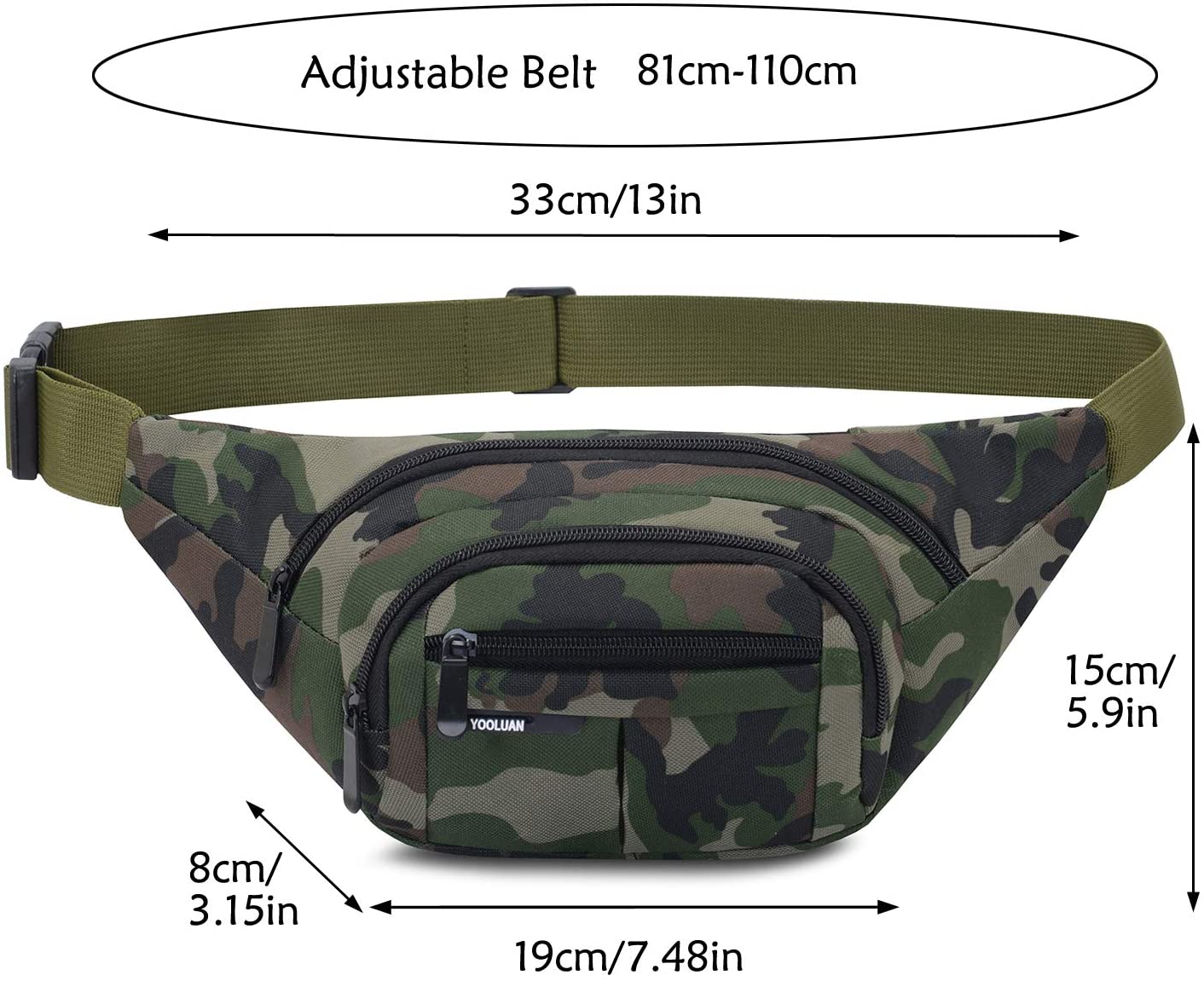 Waterproof Bum Bag Waist Fanny Packs Travel Hiking Outdoor Sport Money Hip Bag Pouch Pack Holiday Running Belt (Green#1) - Image 4
