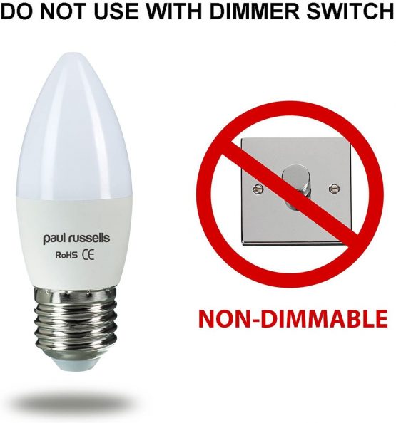 2 Pack 7W Candle LED Light Bulbs ES / E27 / Edison Screw Paul Russells 7W=60W C37 Chandelier 4000K Cool White 60W Incandescent Replacement - Image 4