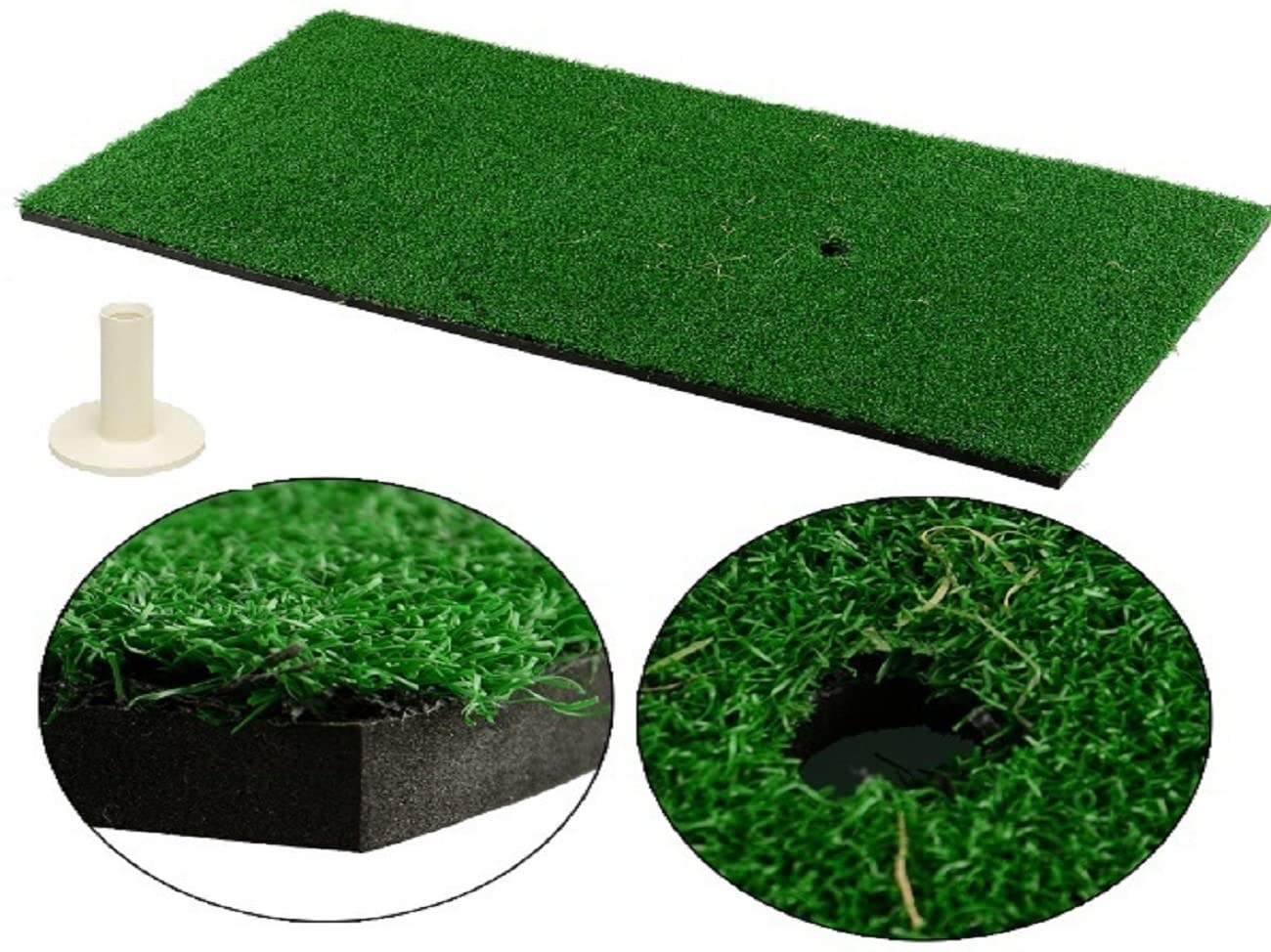 LL-Golf® Golf driving Range mat 60x30 cm/practice/exercise/fairway mat/mat with rubber tee, Black, 60 x 30 cm