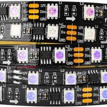 BTF-LIGHTING WS2811 IC Addressable Dream Color LED Strip 16.4FT 60LEDs/m 20Pixels/m 300LEDs 100pixels IP30 Non-Waterproof Black PCB Flexible DC12V Chasing Effect for Bedroom Desk Home Decoration