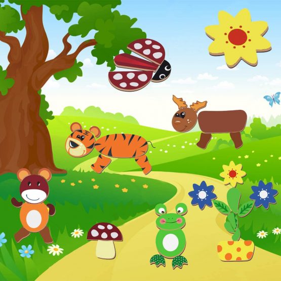 COOLJOY Wooden Magnetic Puzzle Games, 100+ PCS Double Sided Jigsaw Animal Pattern Drawing Easel Blackboard Educational Wood Toys for Boys Girls Kids Toddler 3 4 5 Year Olds - Image 2